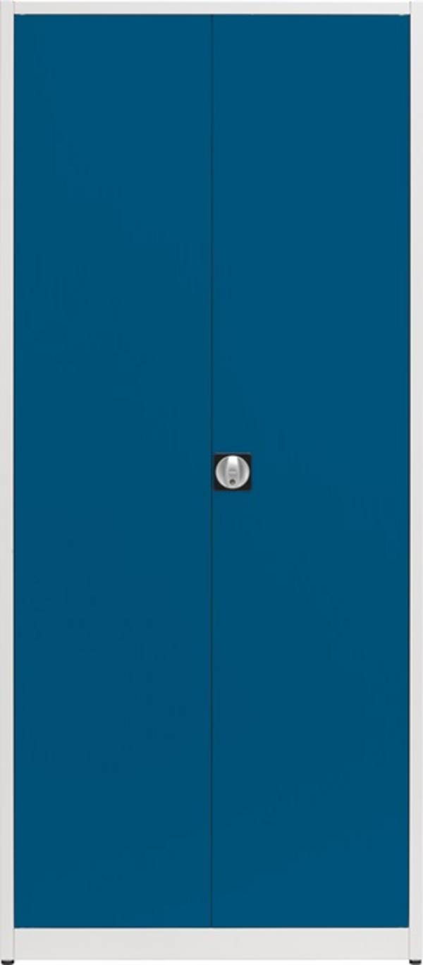 Flügeltürenschrank H2200xB950xT420mm grau/blau 5 BD m.Höhenausgleich MAUSER