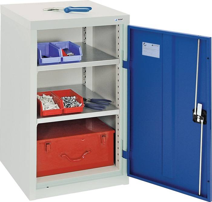 Flügeltürenschrank H900xB500xT500mm lichtgrau/enzianblau 2 BD STUMPF-0