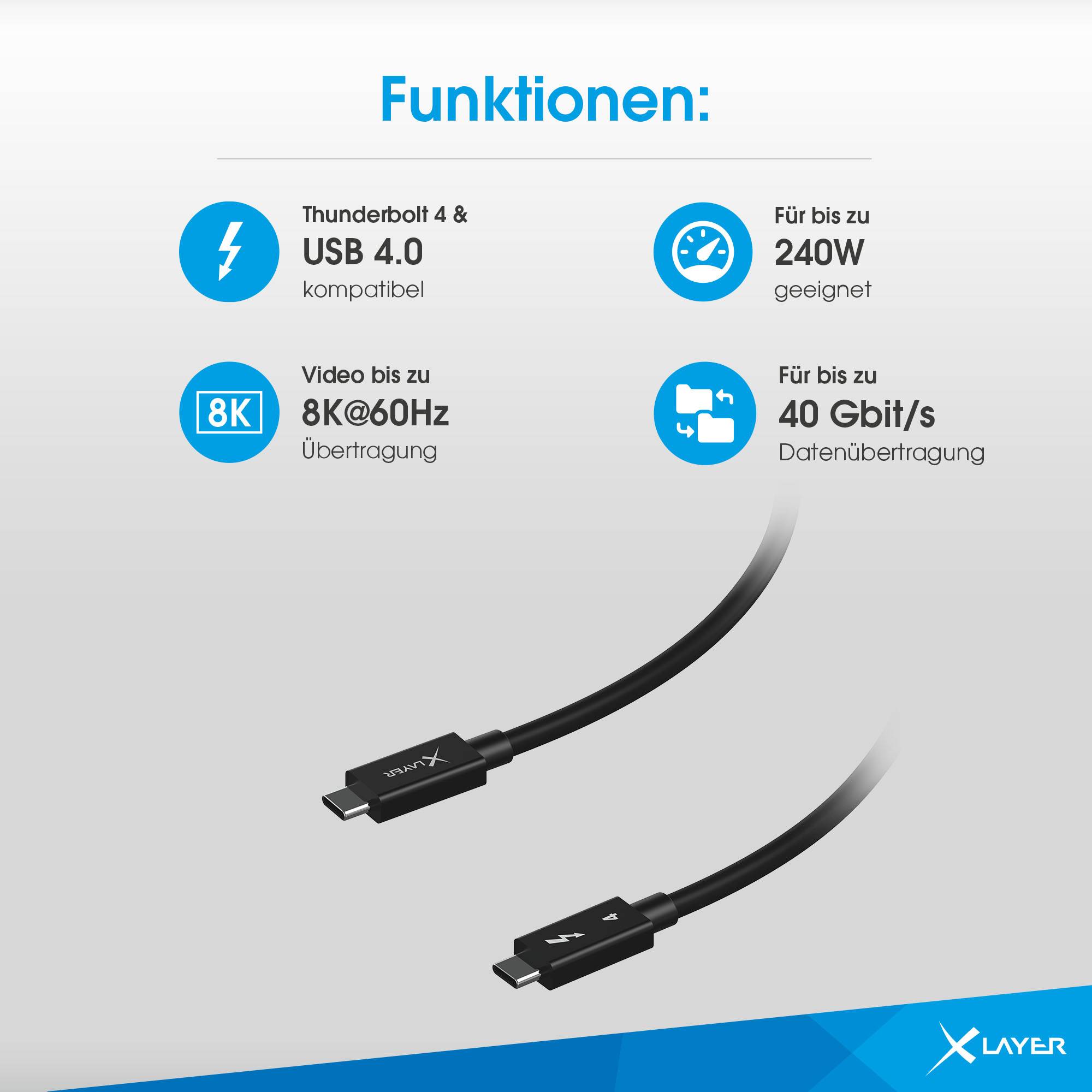 Kabel XLayer Typ-C Thunderbolt 4 Black 1 m-3