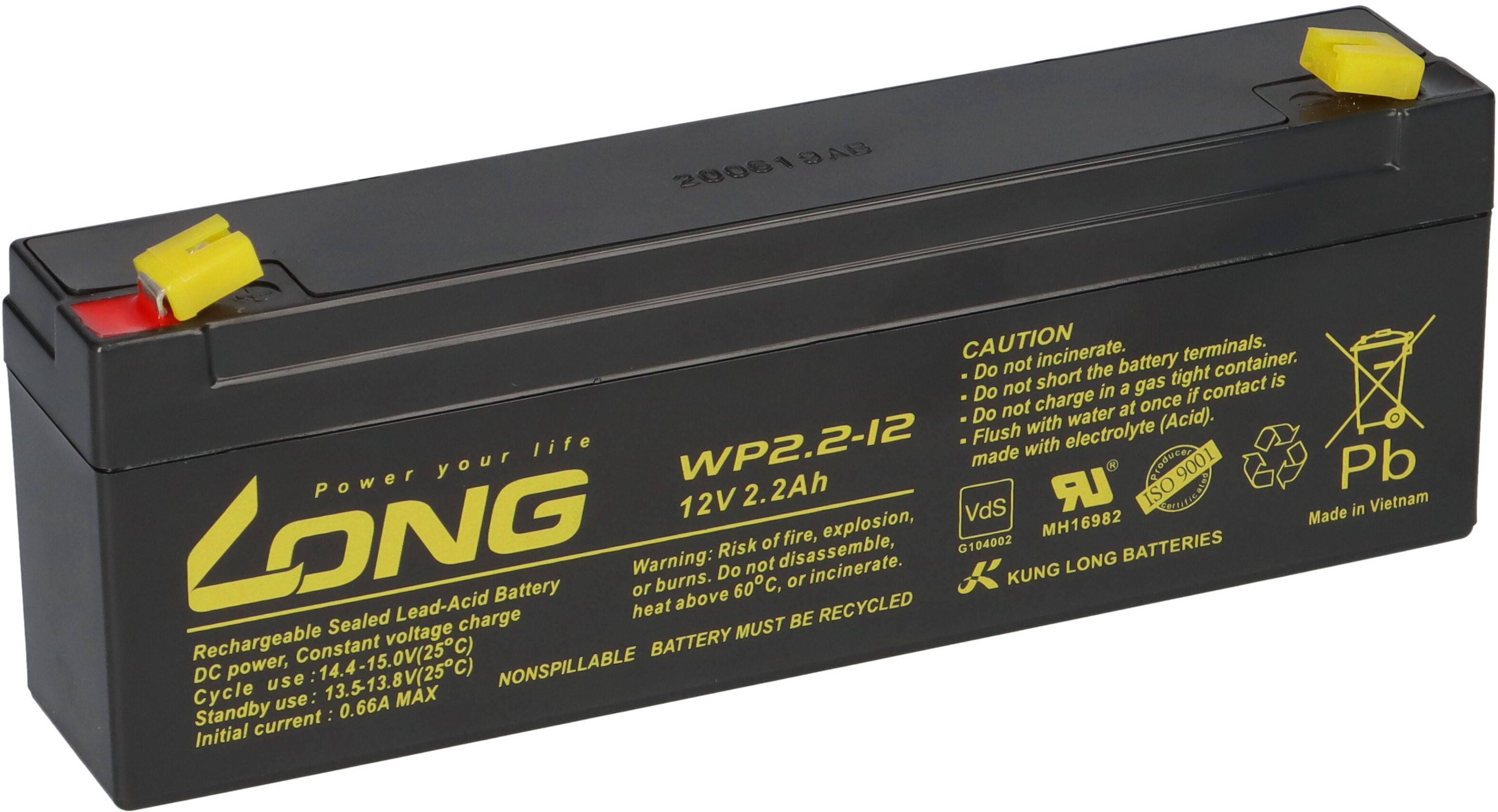 Kung Long WP2.2-12 AGM Akku 12V 2,2Ah – passend für LC-R122R2PG | VdS-Ausführung-1