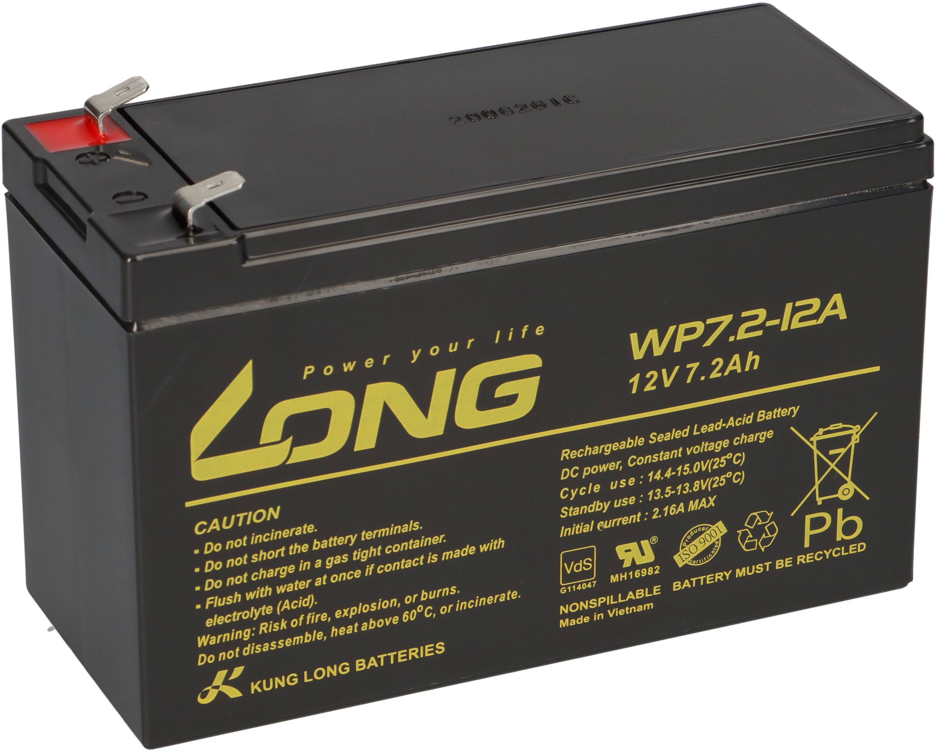 Kung Long WP7,2-12A F2 VdS AGM Akku 12V 7,2Ah – passend für USV, Alarmanlage & Notlicht-2