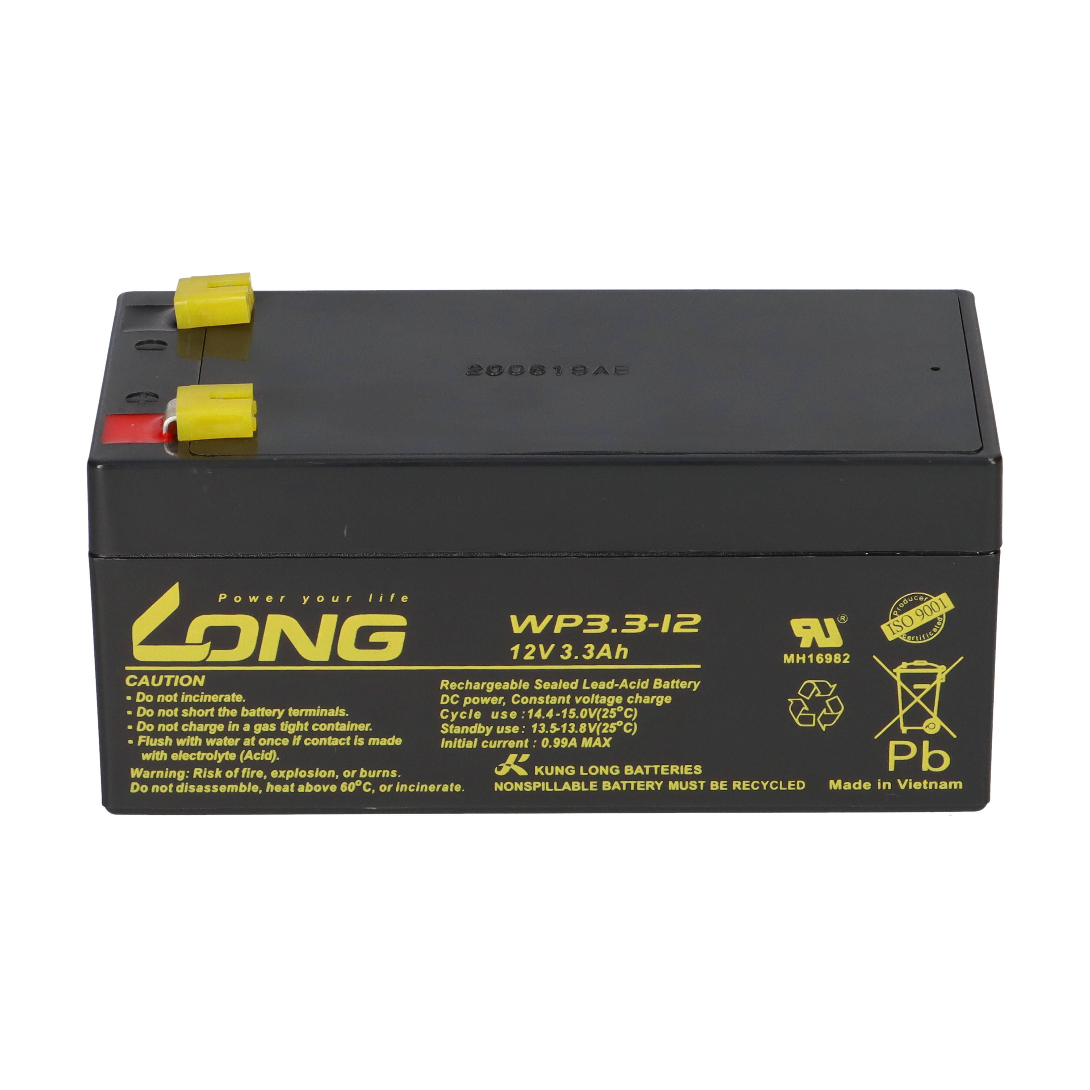 Kung Long WP3.3-12 AGM Akku 12V 3,3Ah – passend für RT1232 RT 1232 | VdS-Ausführung-3