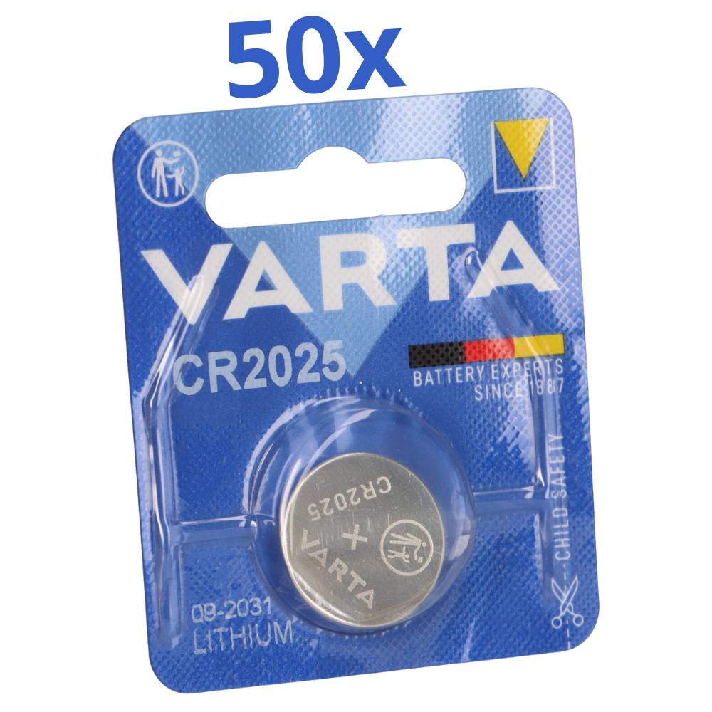 50x VARTA CR2025 Lithium-Knopfzelle 3V 1er Blister-0