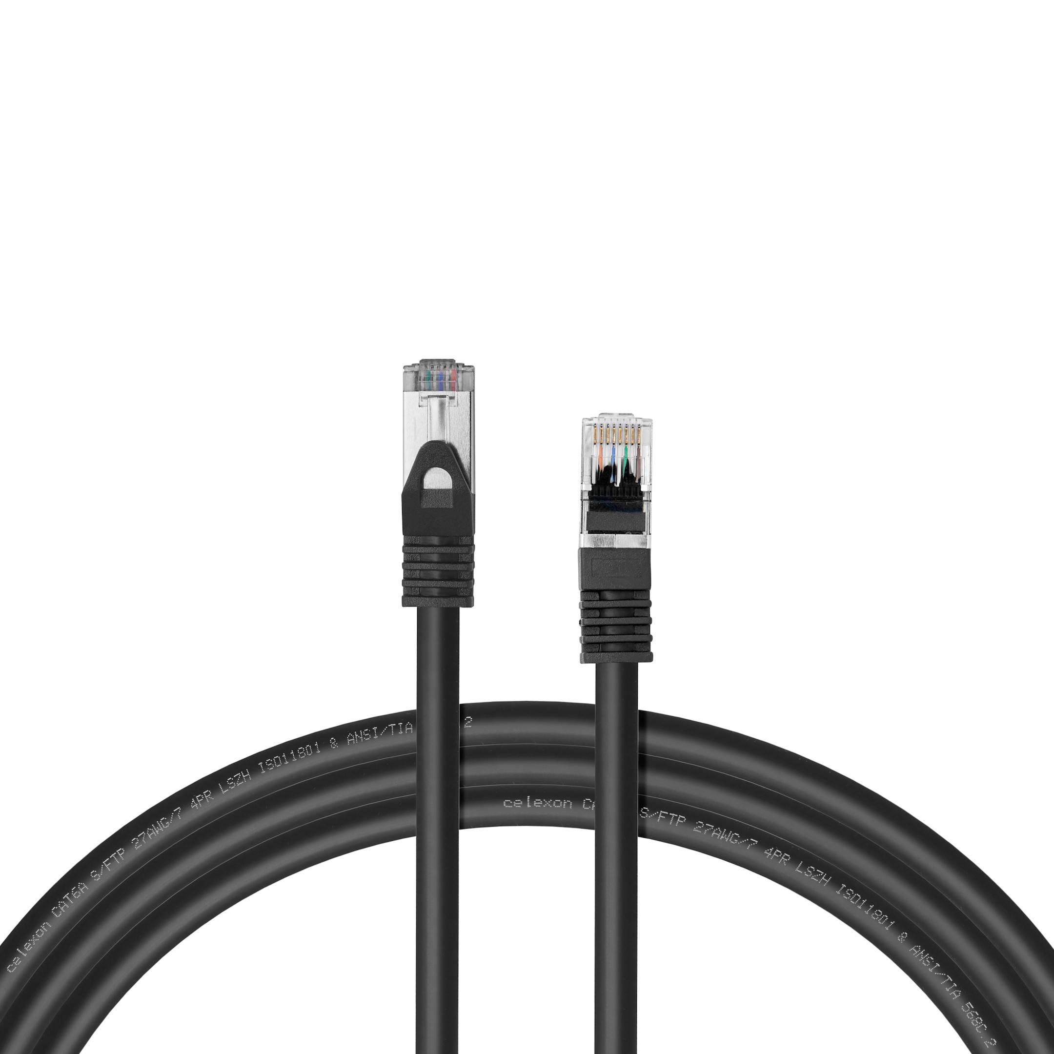 celexon CAT 6A Patchkabel - S/FTP 0,5m, schwarz-1