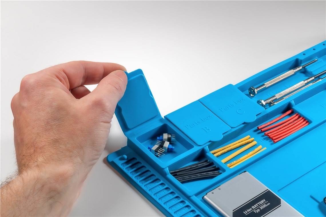 Silikon-Lötmatte als flexible Arbeitsunterlage für sicheres Löten, Reparieren und Basteln, rutschfest, hitzebeständig...-4