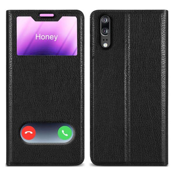 Cadorabo Schutzhülle für Huawei P20 Hülle in Schwarz Handyhülle Book Case Cover Etui