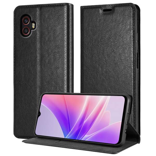 Cadorabo Hülle für Samsung Galaxy XCover 6 PRO Schutz Hülle in Schwarz Handyhülle Etui Case Cover Magnetverschluss