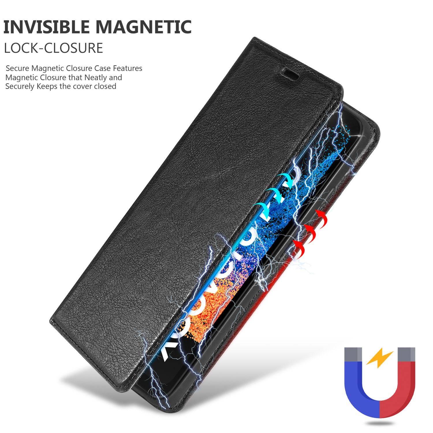 Cadorabo Hülle für Samsung Galaxy XCover 6 PRO Schutz Hülle in Schwarz Handyhülle Etui Case Cover Magnetverschluss-4
