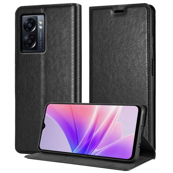 Cadorabo Hülle für Oppo A57 5G / A77 5G / Realme V23 Schutz Hülle in Schwarz Handyhülle Etui Case Cover Magnetverschluss