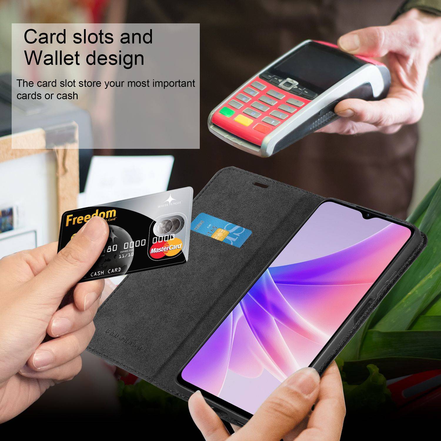 Cadorabo Hülle für Oppo A57 5G / A77 5G / Realme V23 Schutz Hülle in Schwarz Handyhülle Etui Case Cover Magnetverschluss-2