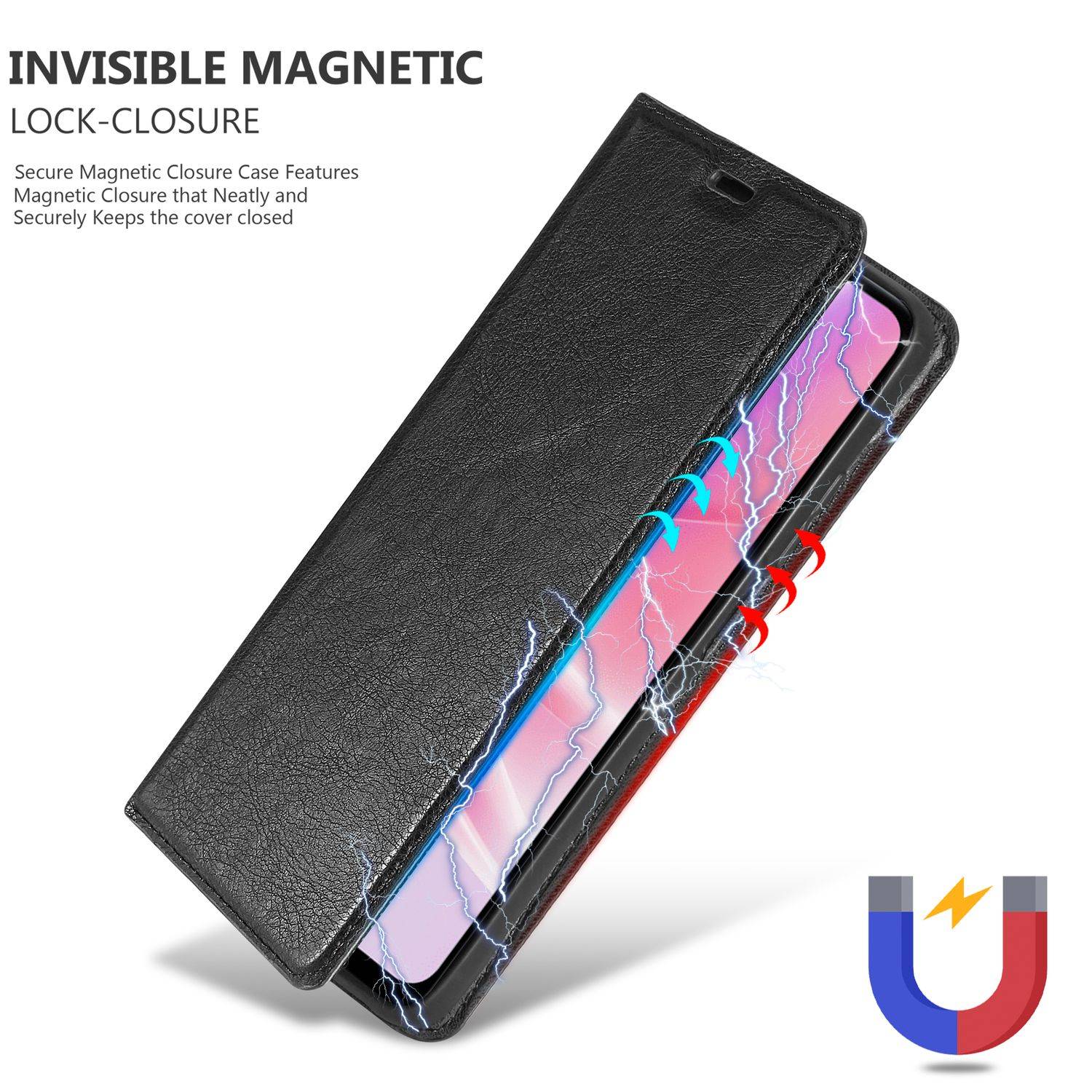 Cadorabo Hülle für Oppo A57 5G / A77 5G / Realme V23 Schutz Hülle in Schwarz Handyhülle Etui Case Cover Magnetverschluss-4