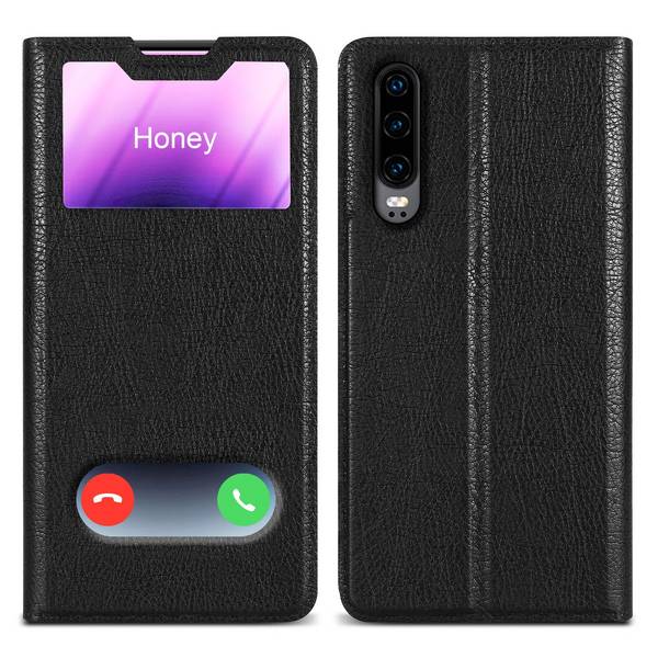 Cadorabo Schutzhülle für Huawei P30 Hülle in Schwarz Handyhülle Book Case Cover Etui