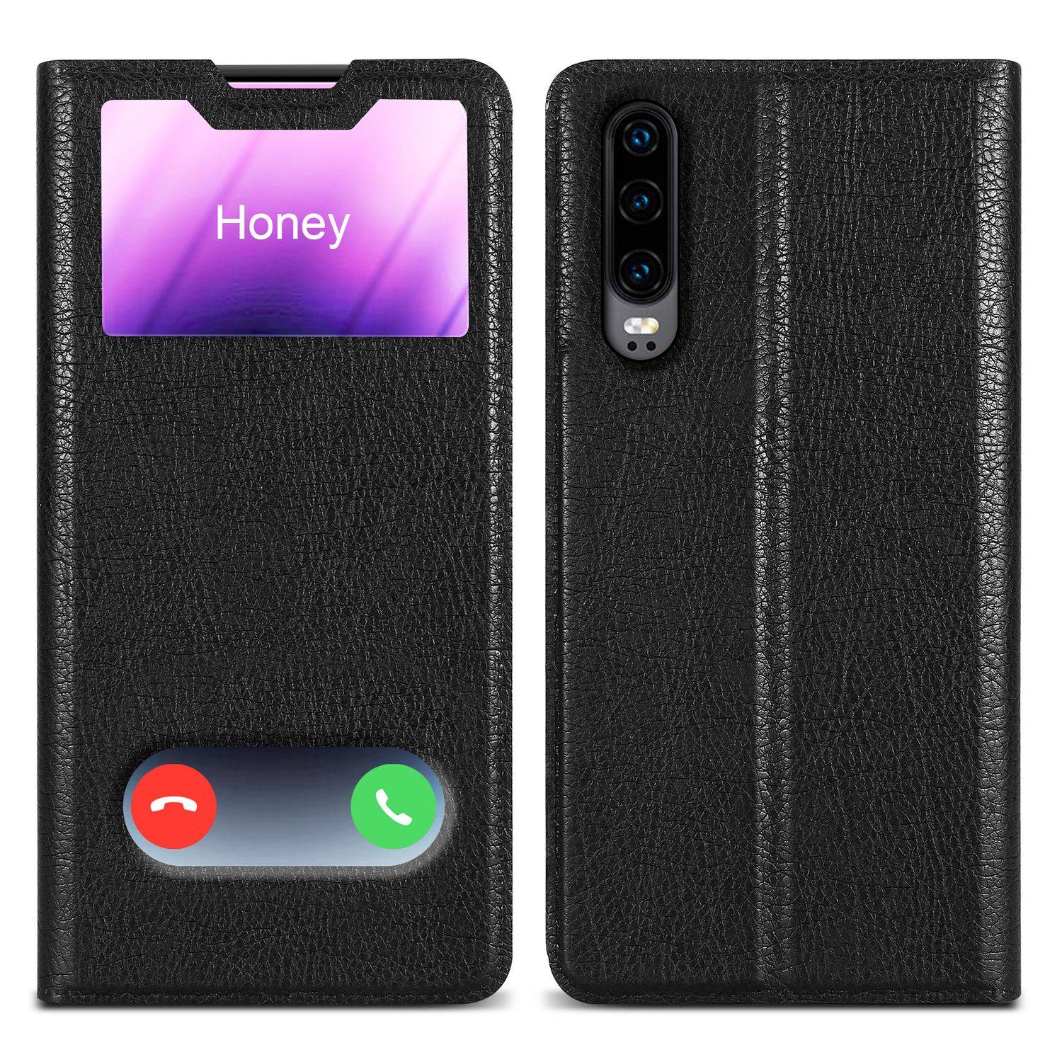 Cadorabo Schutzhülle für Huawei P30 Hülle in Schwarz Handyhülle Book Case Cover Etui-0