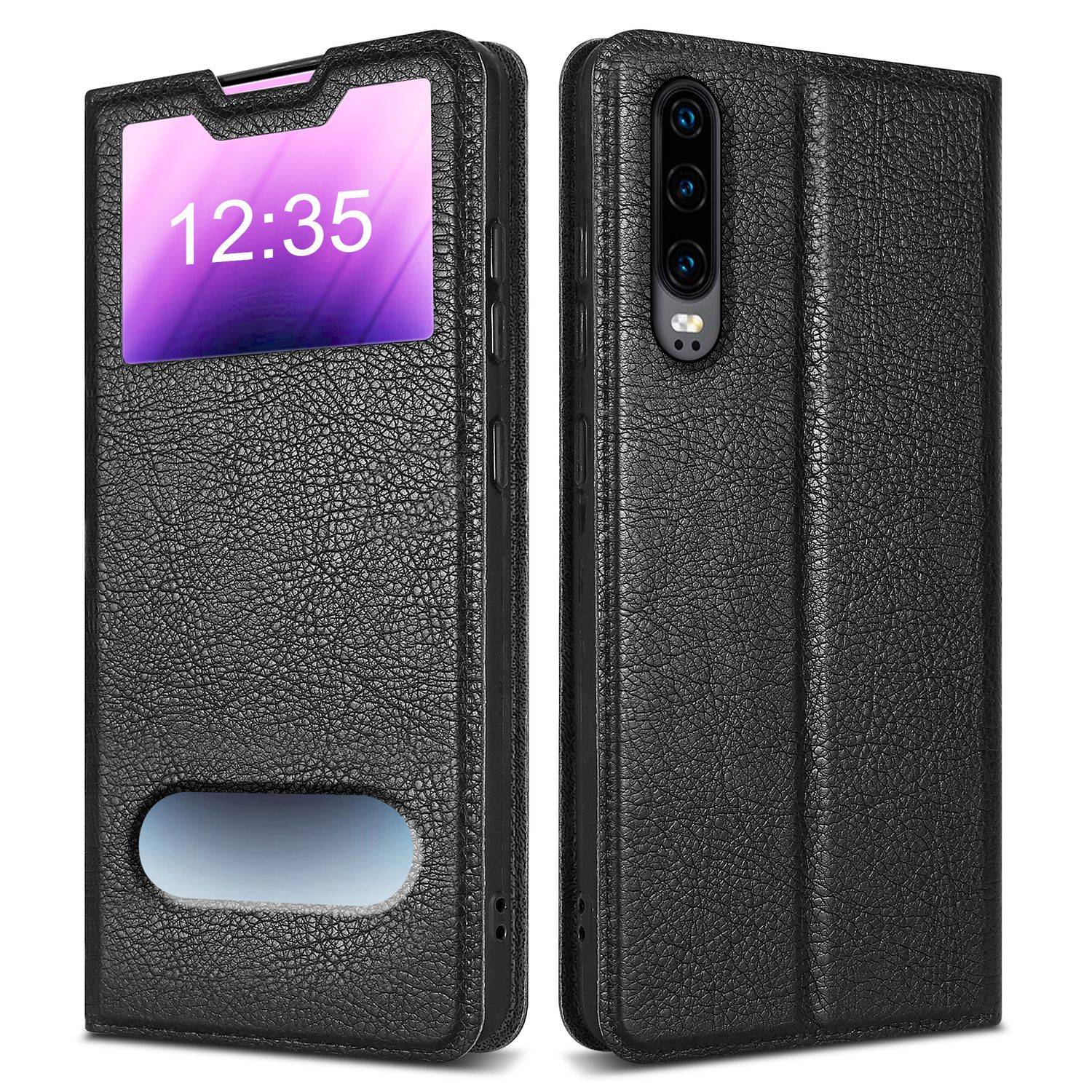 Cadorabo Schutzhülle für Huawei P30 Hülle in Schwarz Handyhülle Book Case Cover Etui-2