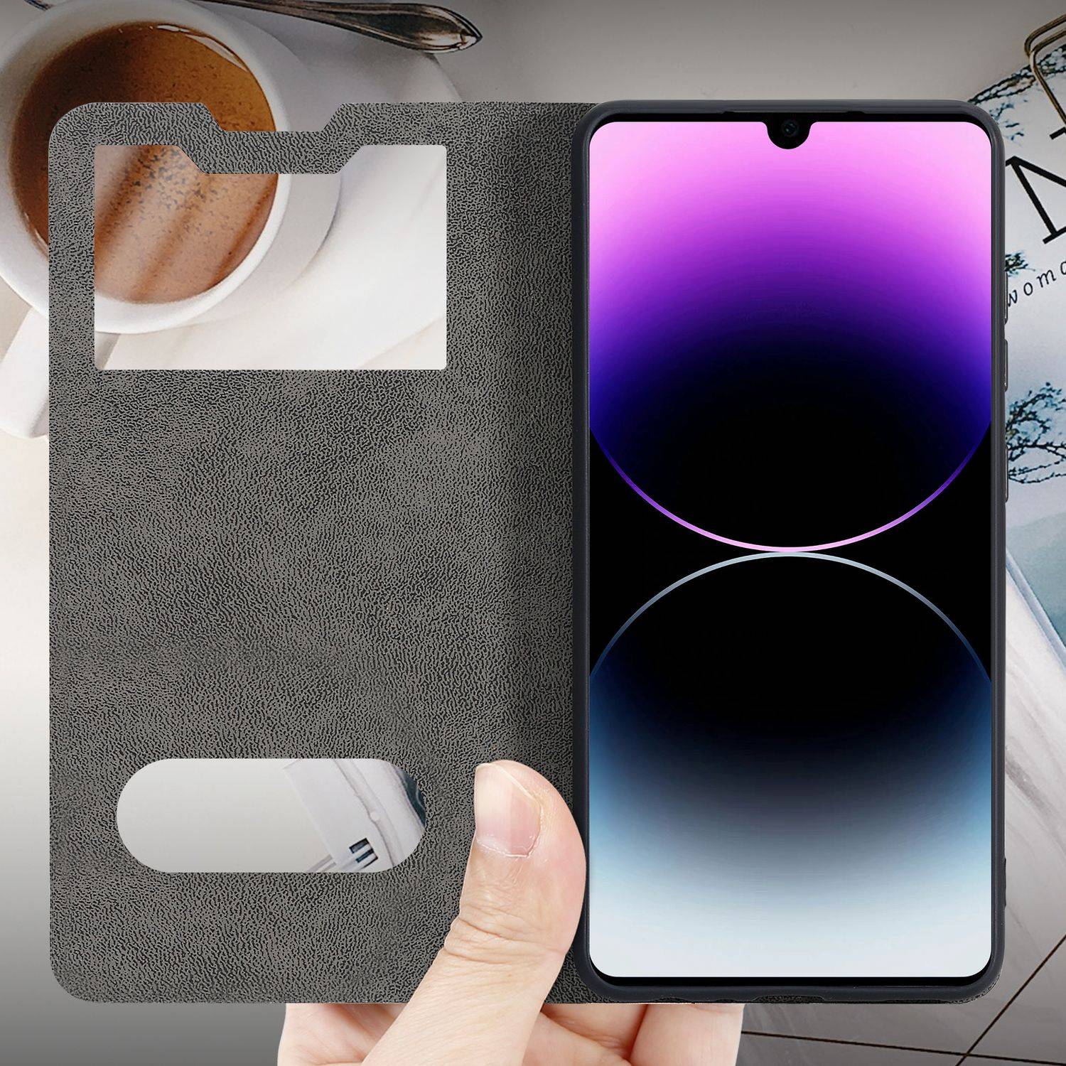Cadorabo Schutzhülle für Huawei P30 Hülle in Schwarz Handyhülle Book Case Cover Etui-3