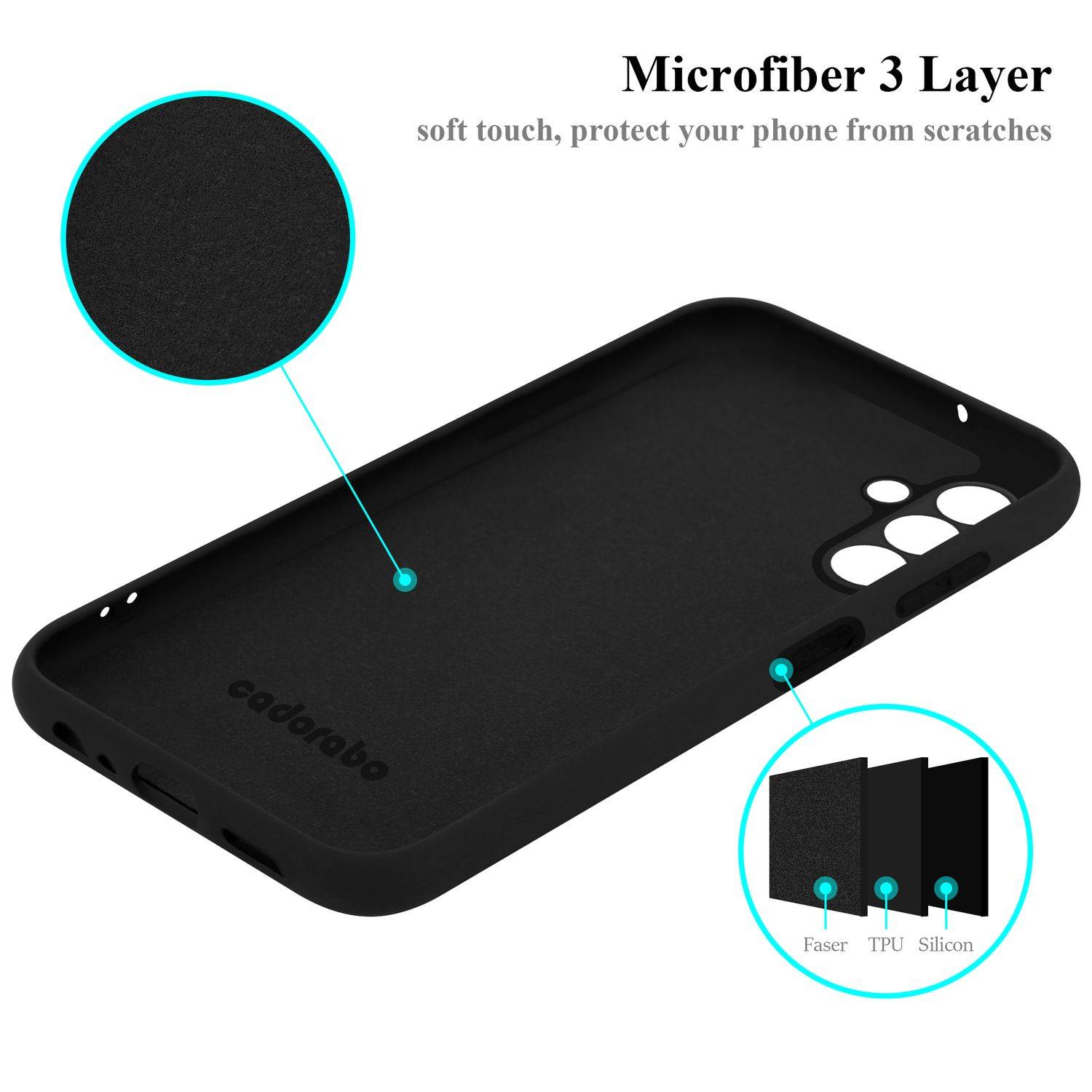 Cadorabo Schutzhülle für Samsung Galaxy A04s Hülle in Schwarz Handyhülle Case Cover TPU Etui-4