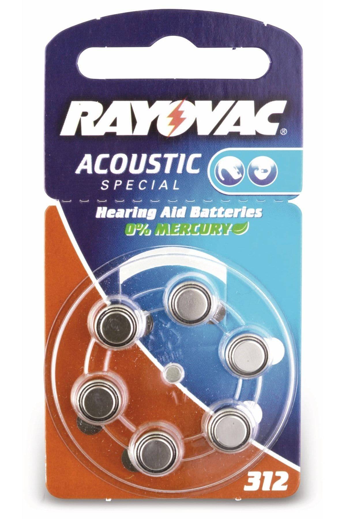 Rayovac Knopfzelle ZA312 1.4 V 6 St. 180 mAh Zink-Luft Hearing Aid Batteries 312 Bli-0
