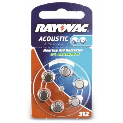 Rayovac Knopfzelle ZA312 1.4 V 6 St. 180 mAh Zink-Luft Hearing Aid Batteries 312 Bli-0