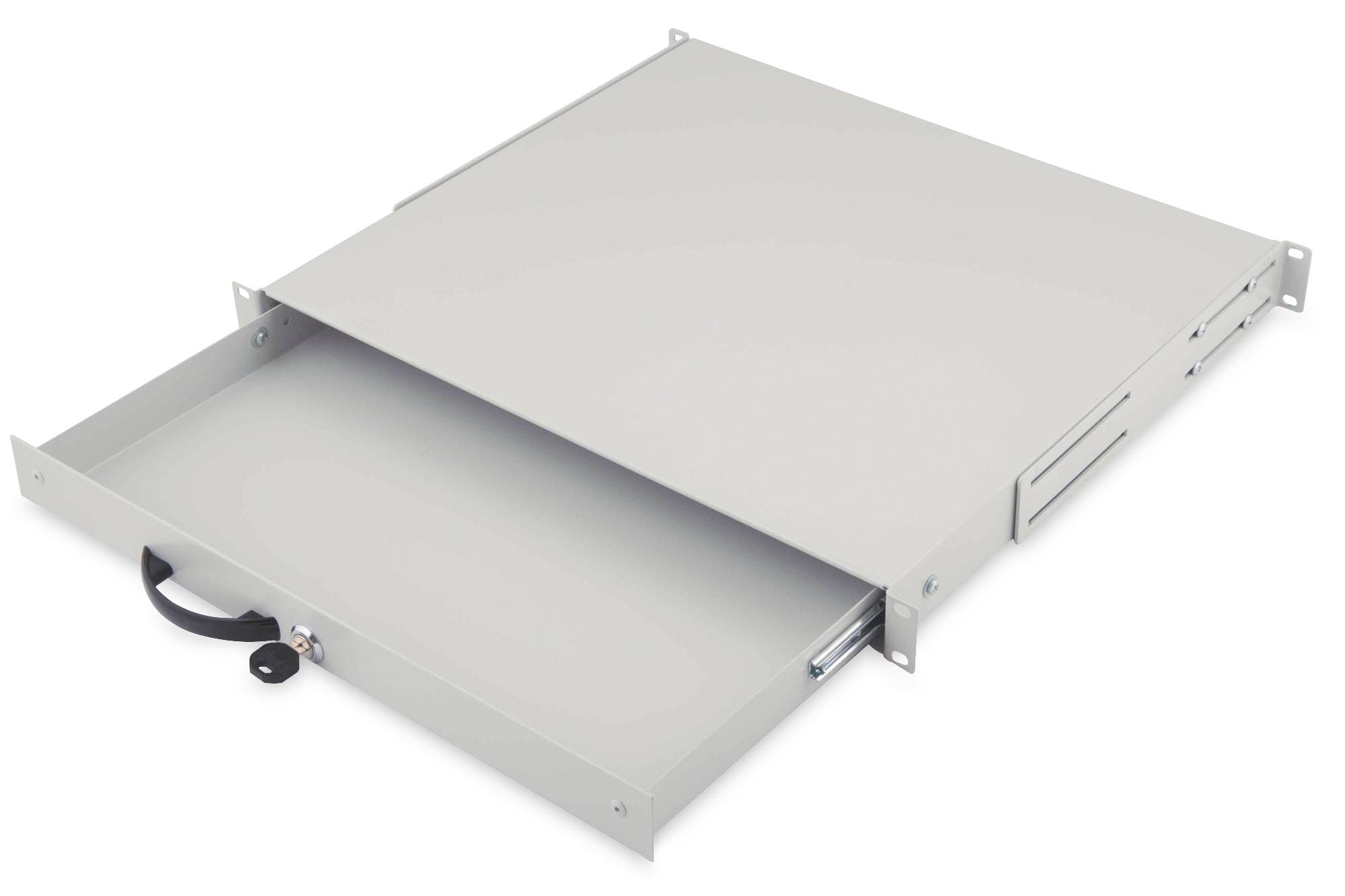 DIGITUS Schublade 1HE 483mm grau abschließbar-0
