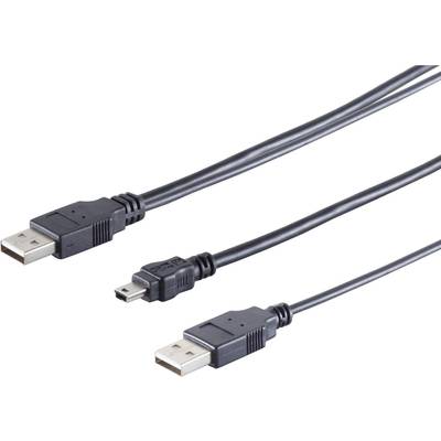 USB Kabel mini B -> 2x A St/St 1.00m sw Y-Kabel