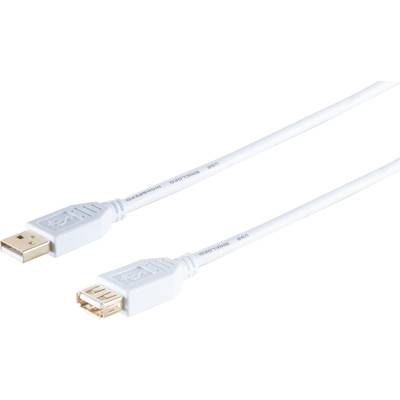 S/CONN maximum connectivity USB High Speed 2.0 Verlängerung, A Stecker auf A Buchse, vergoldete Kontakte, USB 2.0, weiß,