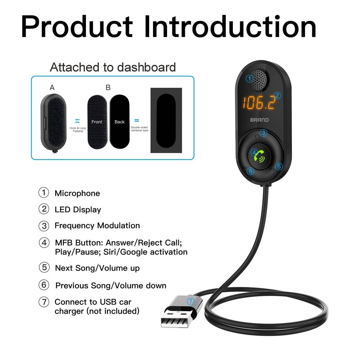 Kabelloser FM-Transmitter + Musikplayer, Mikrofone, LED Display-2