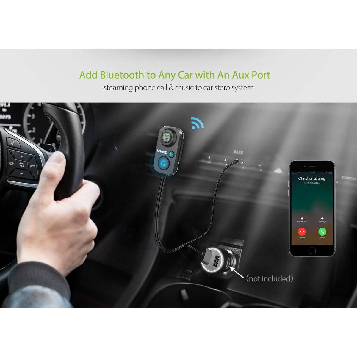 BT 5.0 kabelloser AUX-Adapter für Auto, Audio-Sender und Empfänger-2