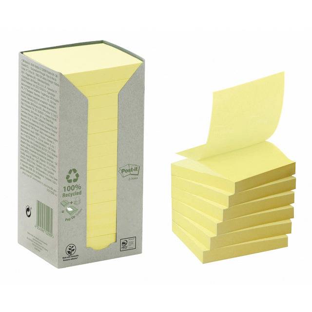Post-it Haftnotizen Recycling z-notes, 76 x 76 mm, gelb-1