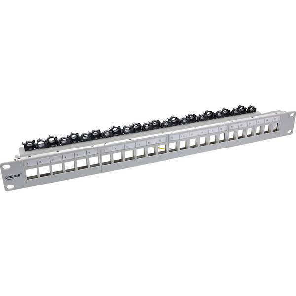 InLine® Patchfeld 24-fach, Keystone Patchpanel, 19", 1 HE, lichtgrau, RAL 7035