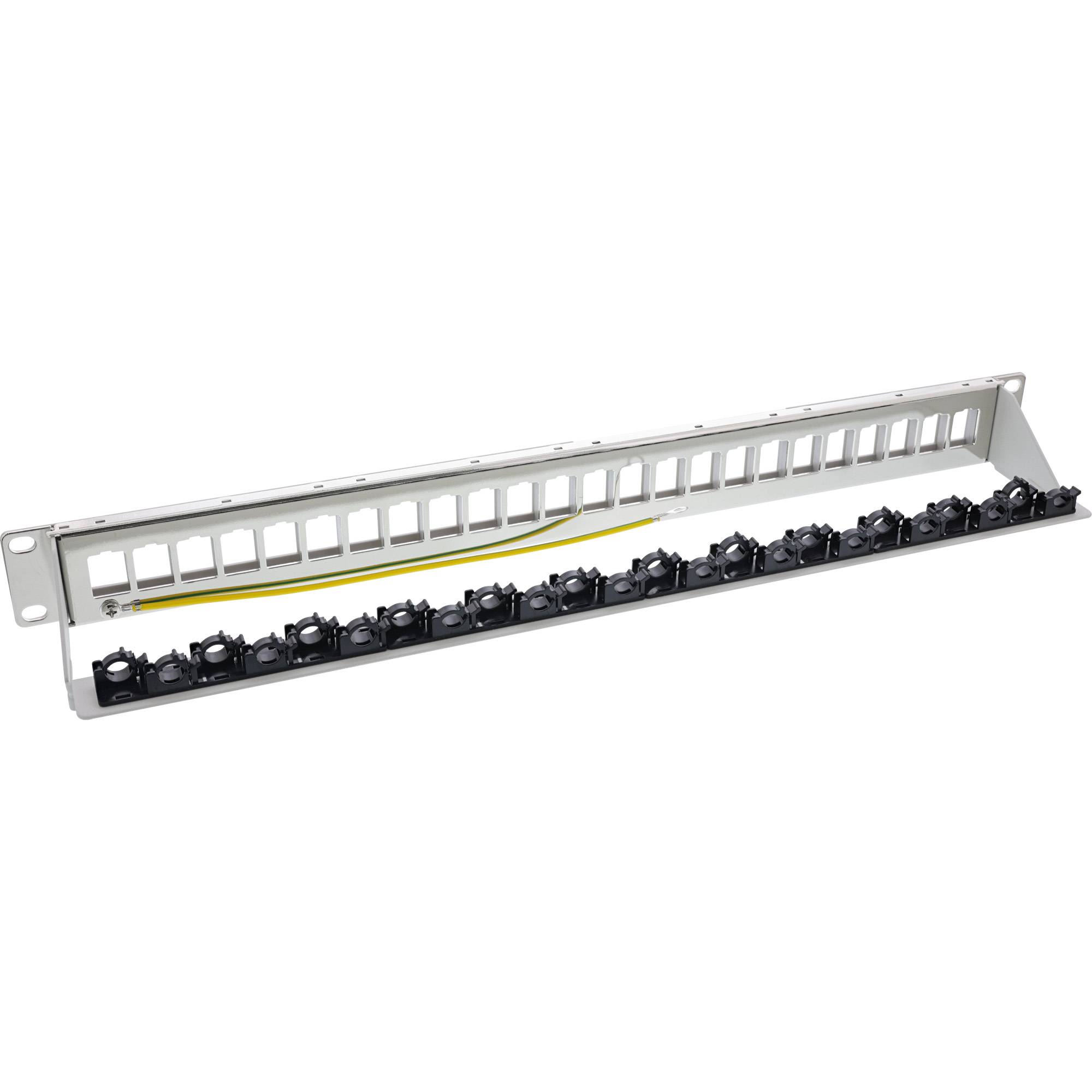 InLine® Patchfeld 24-fach, Keystone Leerblech Patchpanel, 19", 1HE, lichtgrau-1