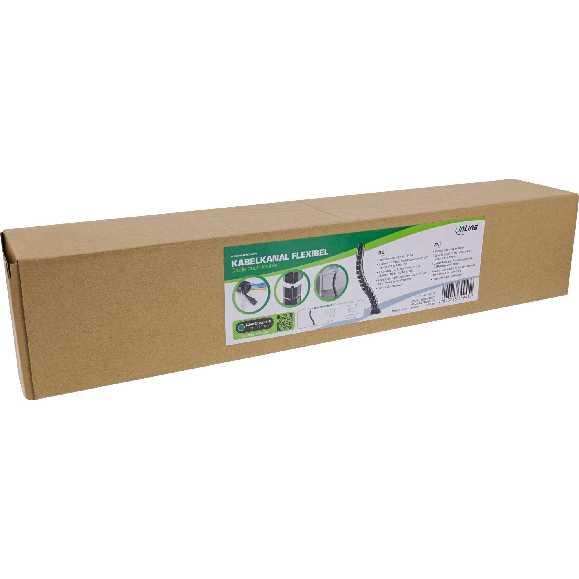 InLine® Kabelkanal flexibel, vertikal für Tische, 2 Kammern, 0,80m, schwarz-4