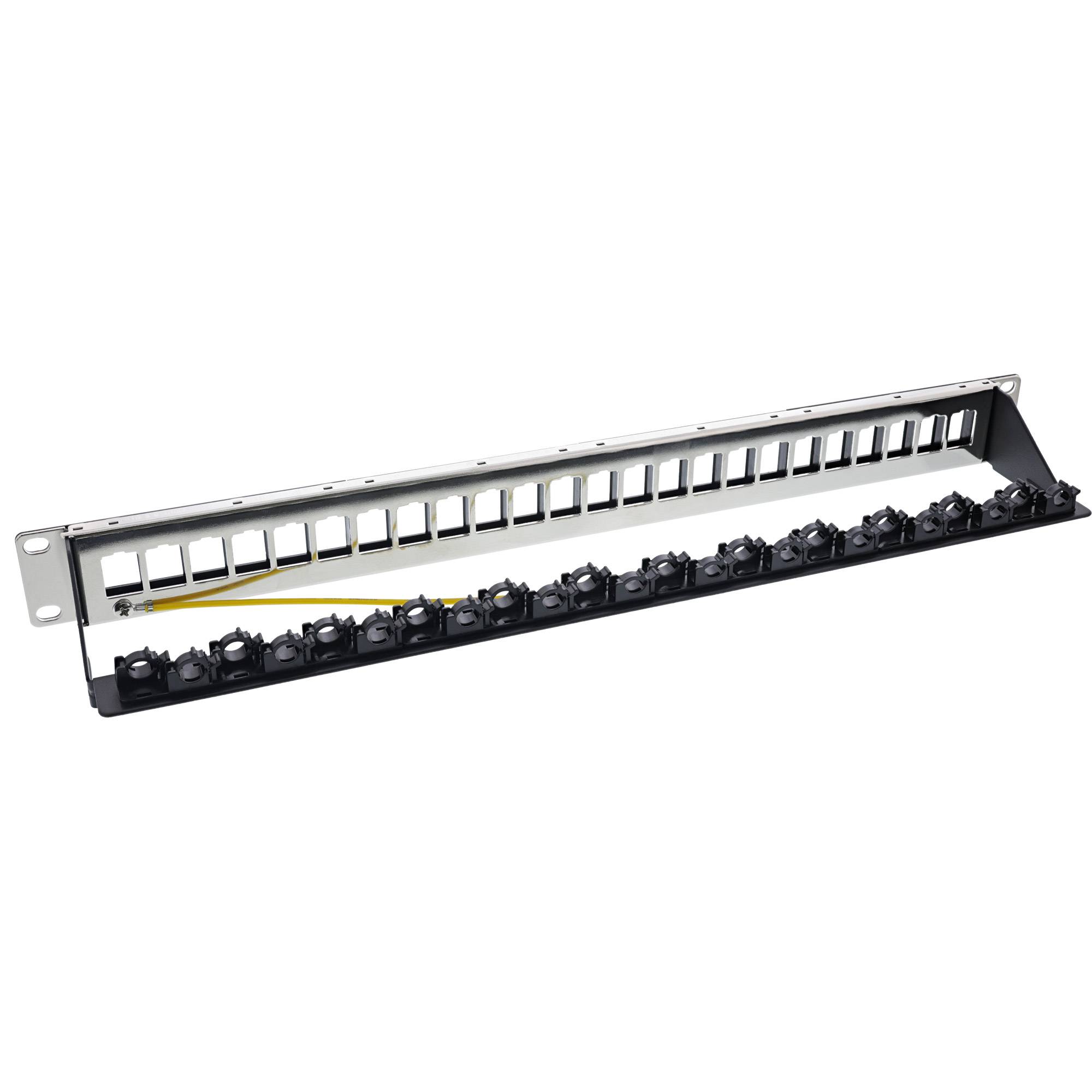 InLine® Patchfeld 24-fach, Keystone Leerblech Patchpanel, 19", 1HE, schwarz-1
