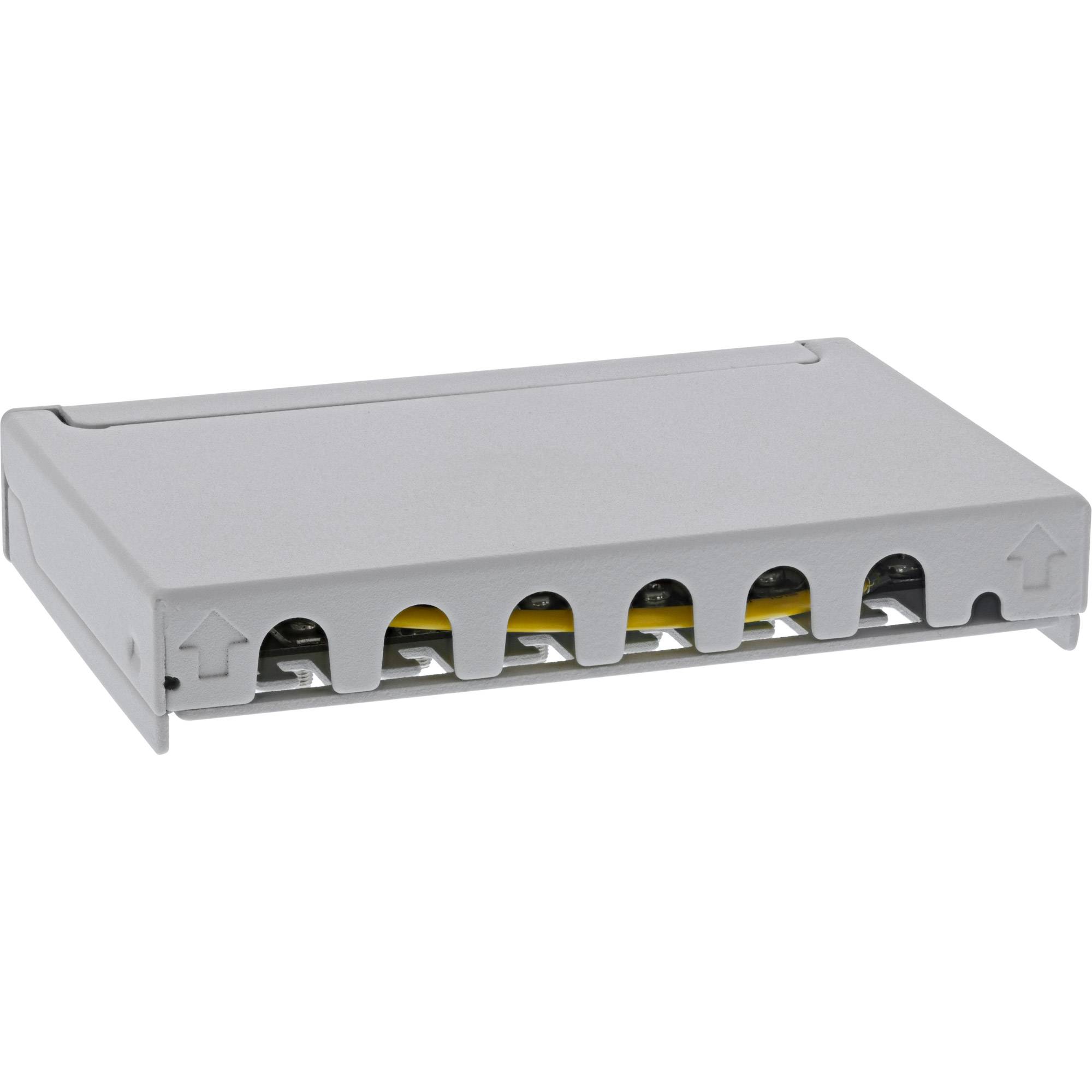 InLine® Patchfeld Cat.6A 0,5HE 6-fach, Tisch/Wand/Hutschiene, grau, Staubschutz-2