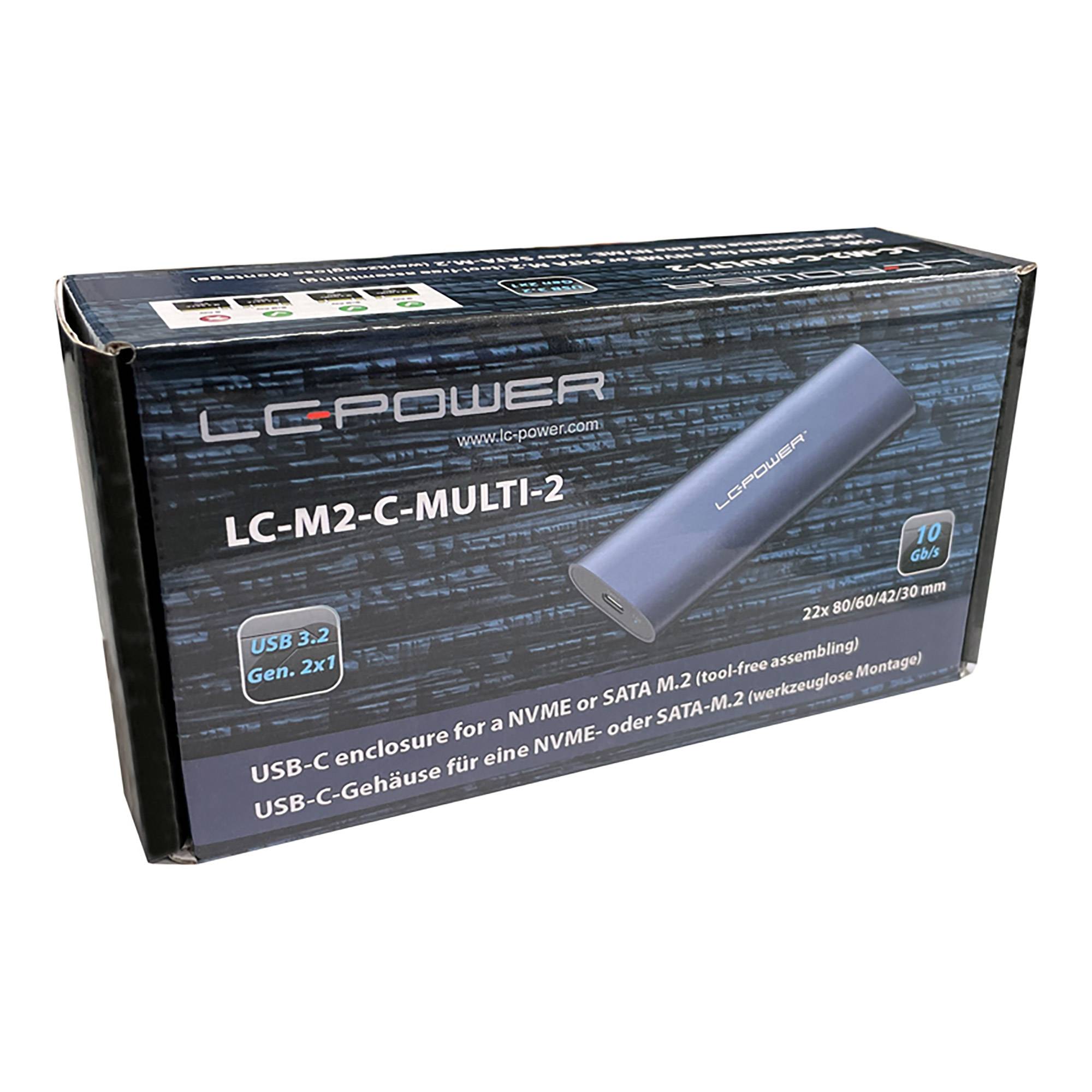 LC-Power LC-M2-C-MULTI-2 M.2-SSD-Gehäuse (NVMe & SATA), USB 3.2 Gen.2x1-1