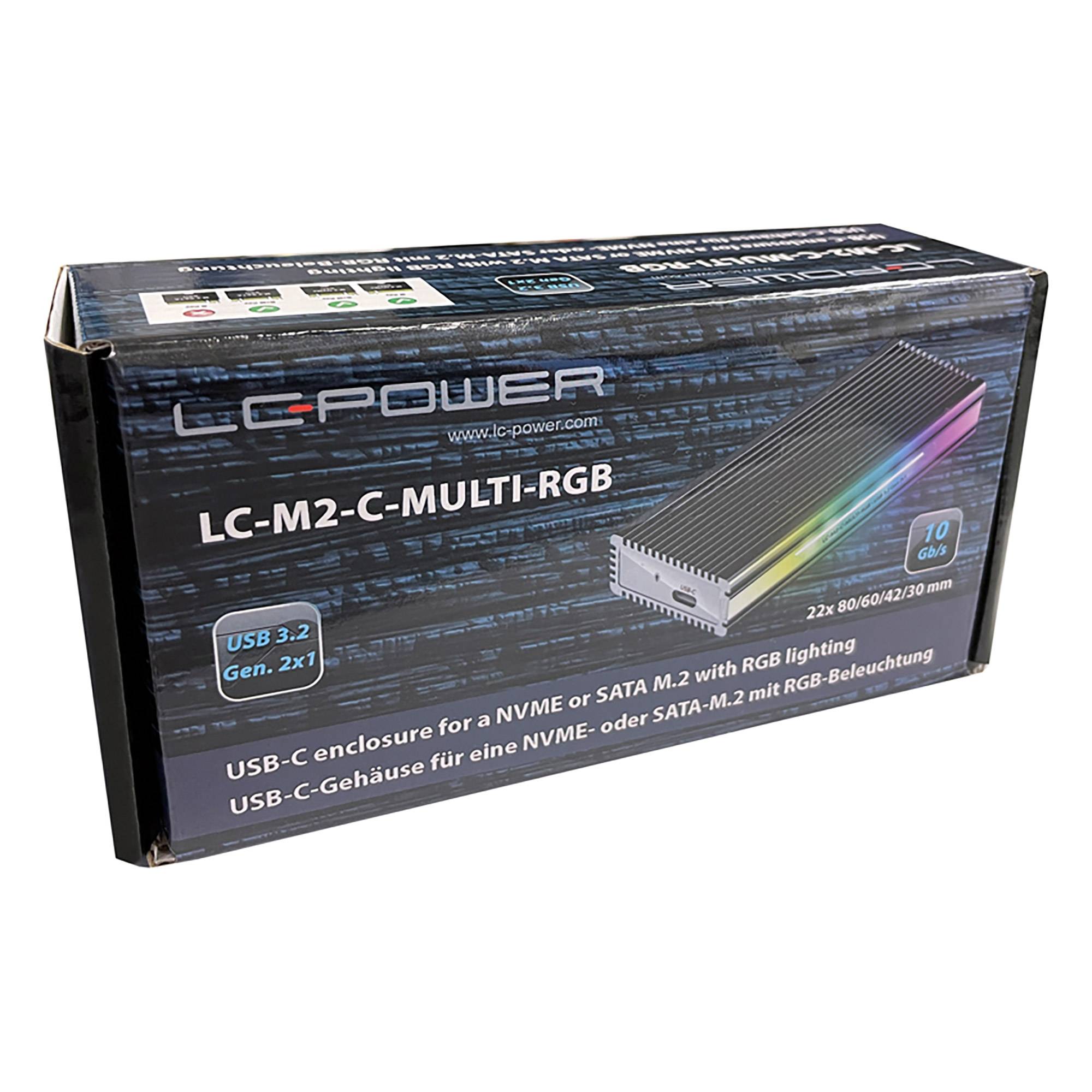 LC-Power LC-M2-C-MULTI-RGB M.2-SSD-Gehäuse (NVMe & SATA), USB 3.2 Gen.2x1, RGB-4