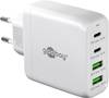 Goobay 64818 USB-C Ladegerät 68W, PD Fast Charger, Multiport Schnellladegerät 2x USB-C & 2x USB-A Laptop Handy, Weiß