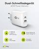 Goobay 65410 USB Netzteil 65W Schnellladegerät PD, 2fach Port 1x USB-C & 1x USB-A, Mini GaN Adapter Ladegerät, Weiß