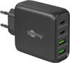 Goobay 64817 USB-C Ladegerät 68W, Fast Charger, Multiport Schnellladegerät 2x USB-C & 2x USB-A Laptop Handy, Schwarz