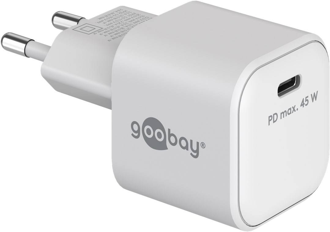 Goobay 65332 Nano USB-C Netzteil 45W / Power Delivery Charger / Universal Ladegerät Handy / USB Typ C Adapter / Weiß-0