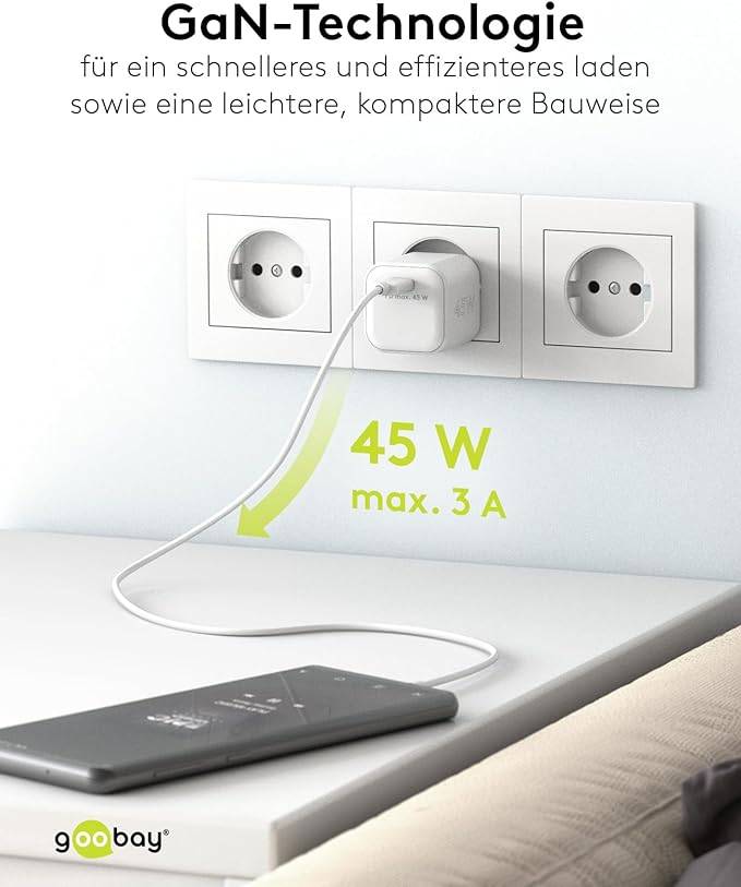 Goobay 65332 Nano USB-C Netzteil 45W / Power Delivery Charger / Universal Ladegerät Handy / USB Typ C Adapter / Weiß-4