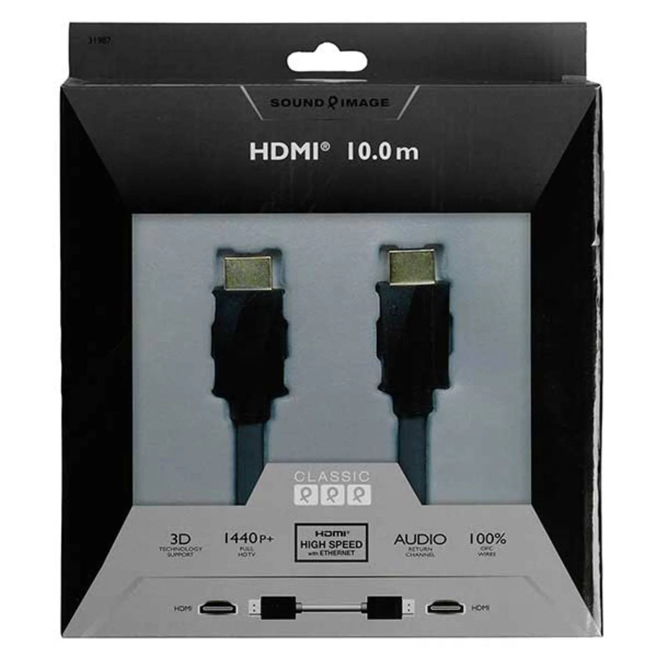 Hochwertiges HDMI Kabel 10 m mit 4K Unterstützung, 3D, Ethernet, ARC und vergoldeten Kontakten für High Speed-1