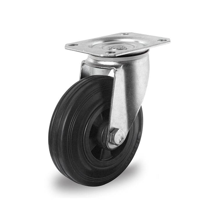 Rollensatz 2 Lenkrollen mit Feststeller + 2 Lenkrollen 100 mm Vollgummi schwarz-2