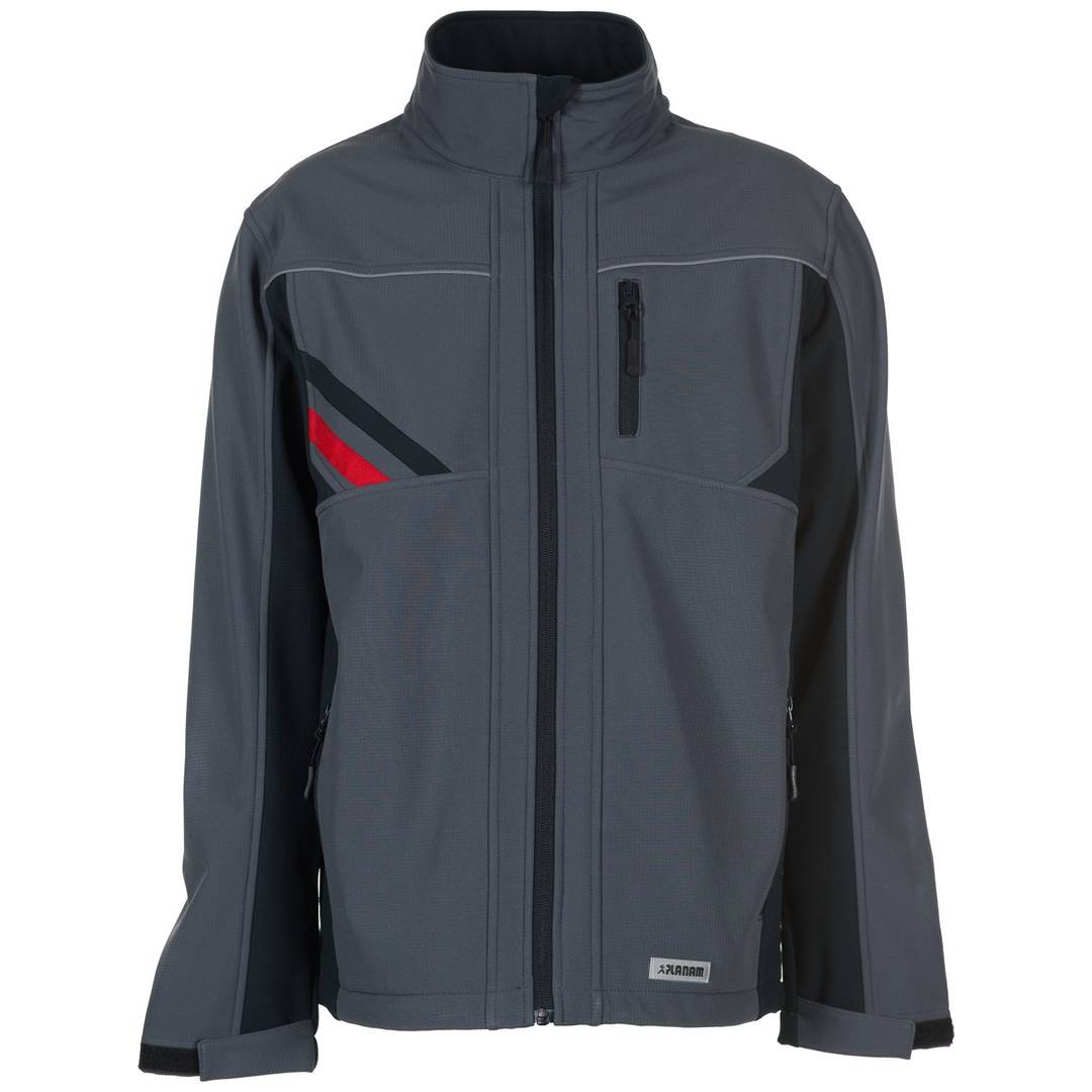 Planam Softshelljacke Highline Gr. XS schiefer/schwarz/rot