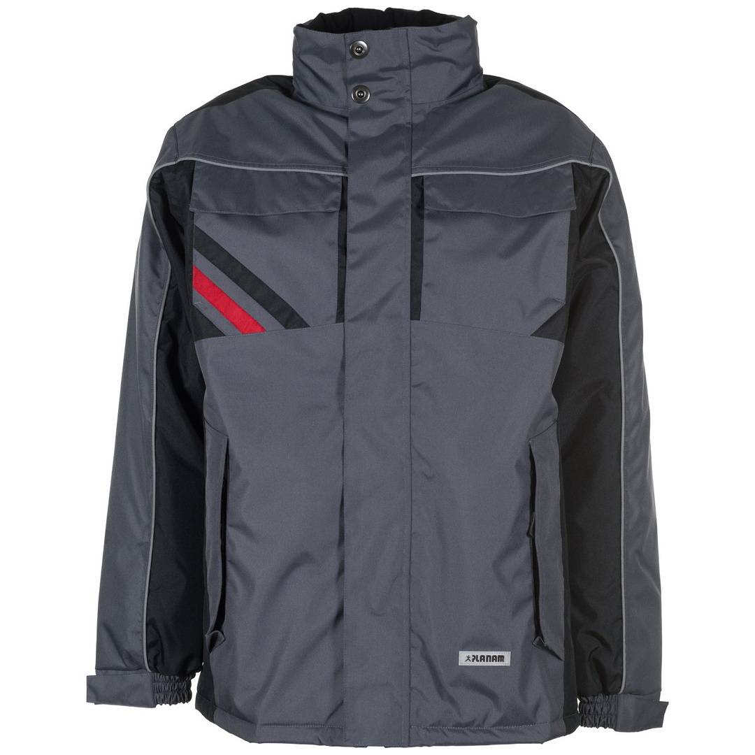 Planam Winterjacke Highline Gr. XS schiefer/schwarz/rot