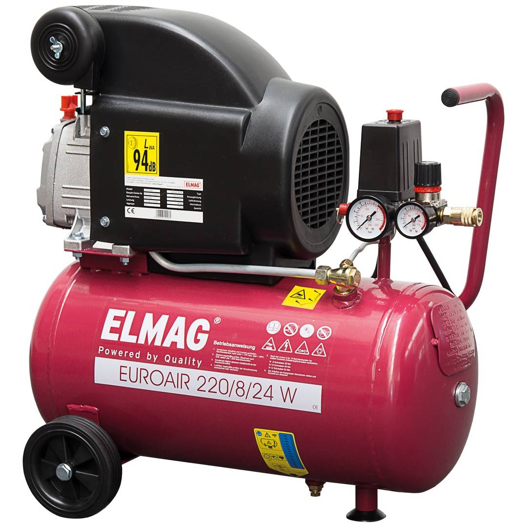 Kompressor EUROAIR 220/8/24 W 222l/min 8bar 1,5kW 230V Behältervolumen 24l-0