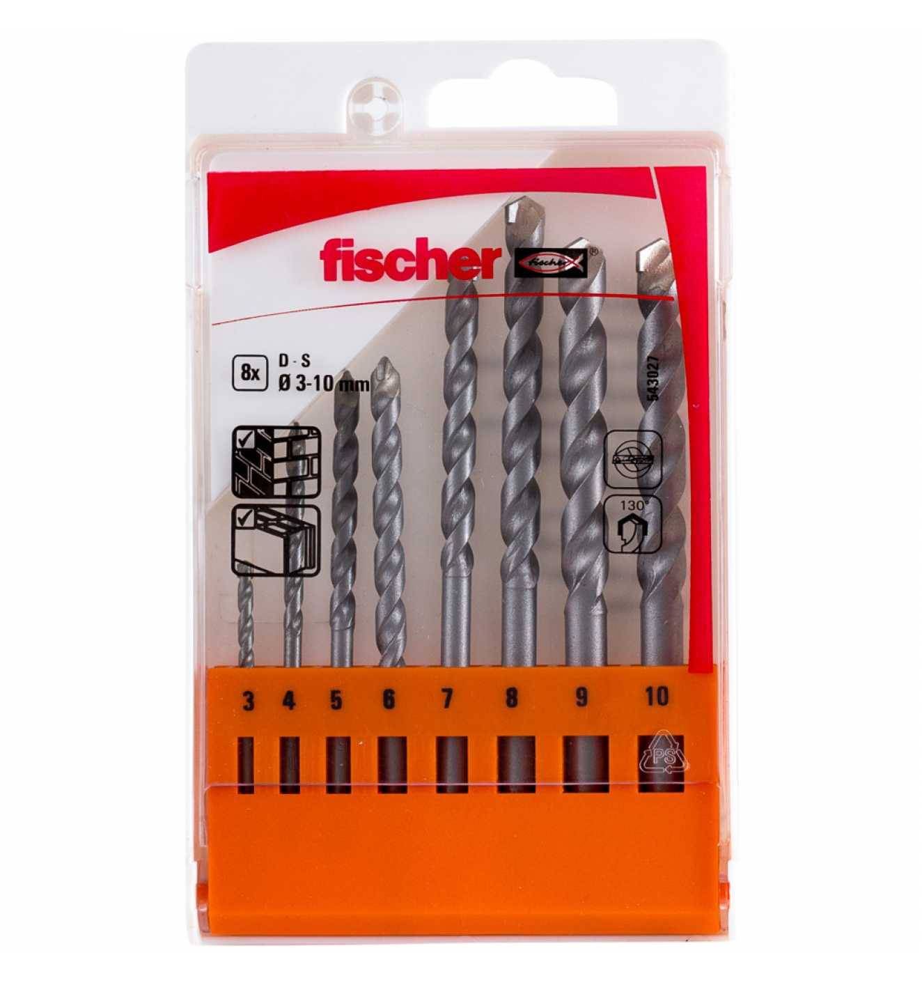 FISCHER 543027 Steinbohrer D-S Set 3-10mm P (8)-0