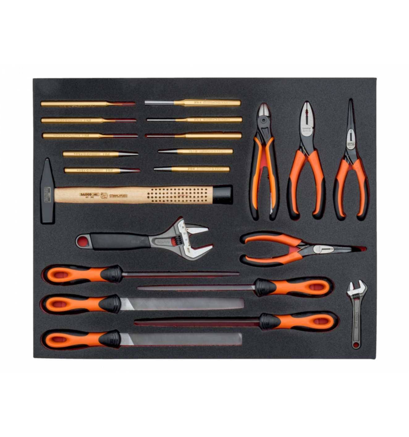Bahco Fit&Go 3/3 Schaumstoffeinlage Satz Rollgabelschlüssel, Schlagwerkzeug, Feilen und Zangen - 22-tlg.-1