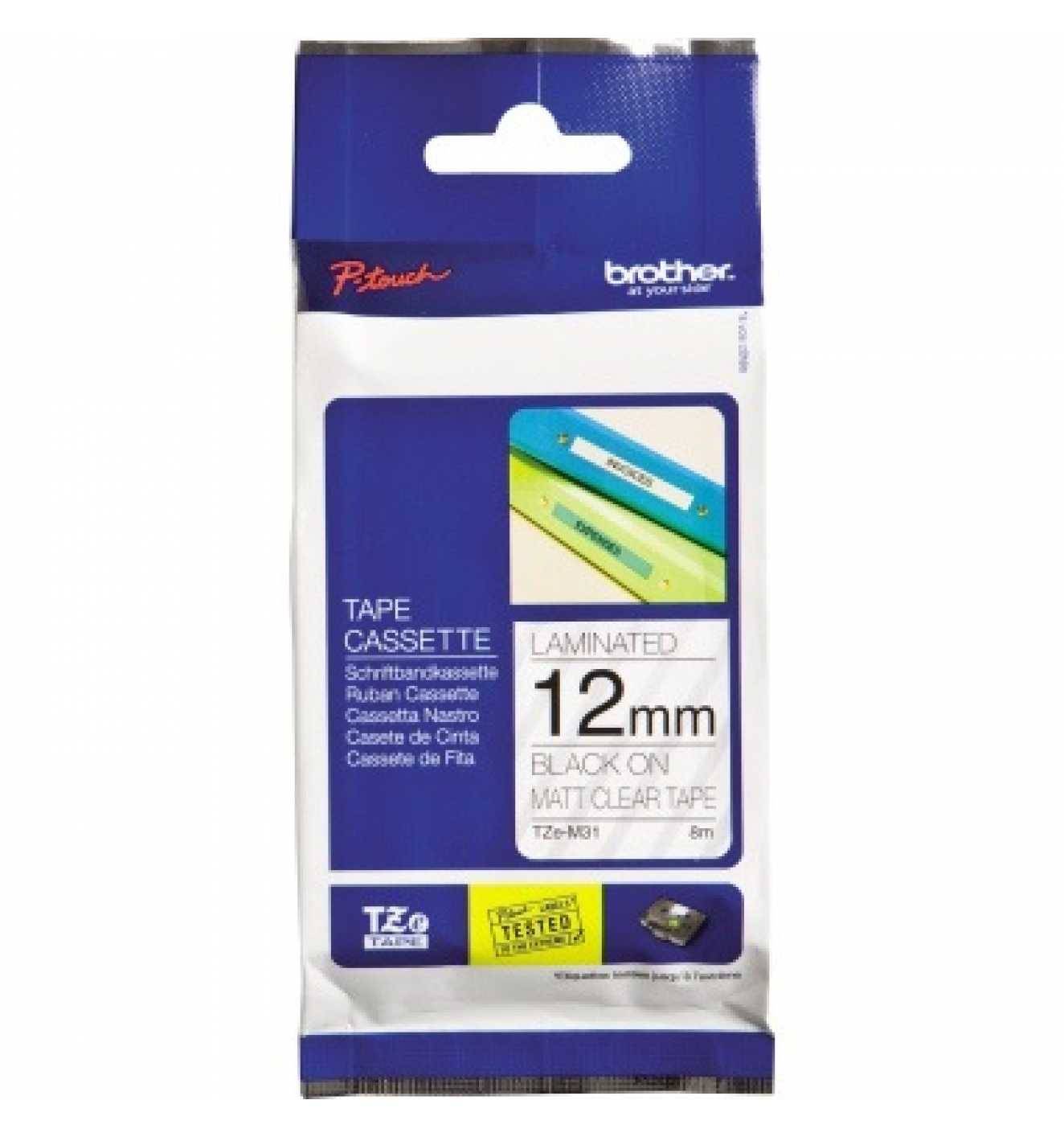 brother P-touch Schriftbandkassette TZEM31 12mmx8m laminiert sw auf tr-0