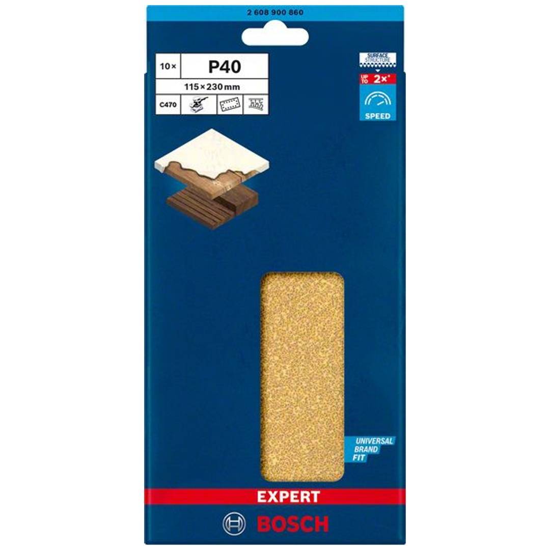 Bosch EXPERT C470 Schleifpap., 14 Löcher für Schwingschl., 115 x 230 mm, K 40, 10 Stk.-2