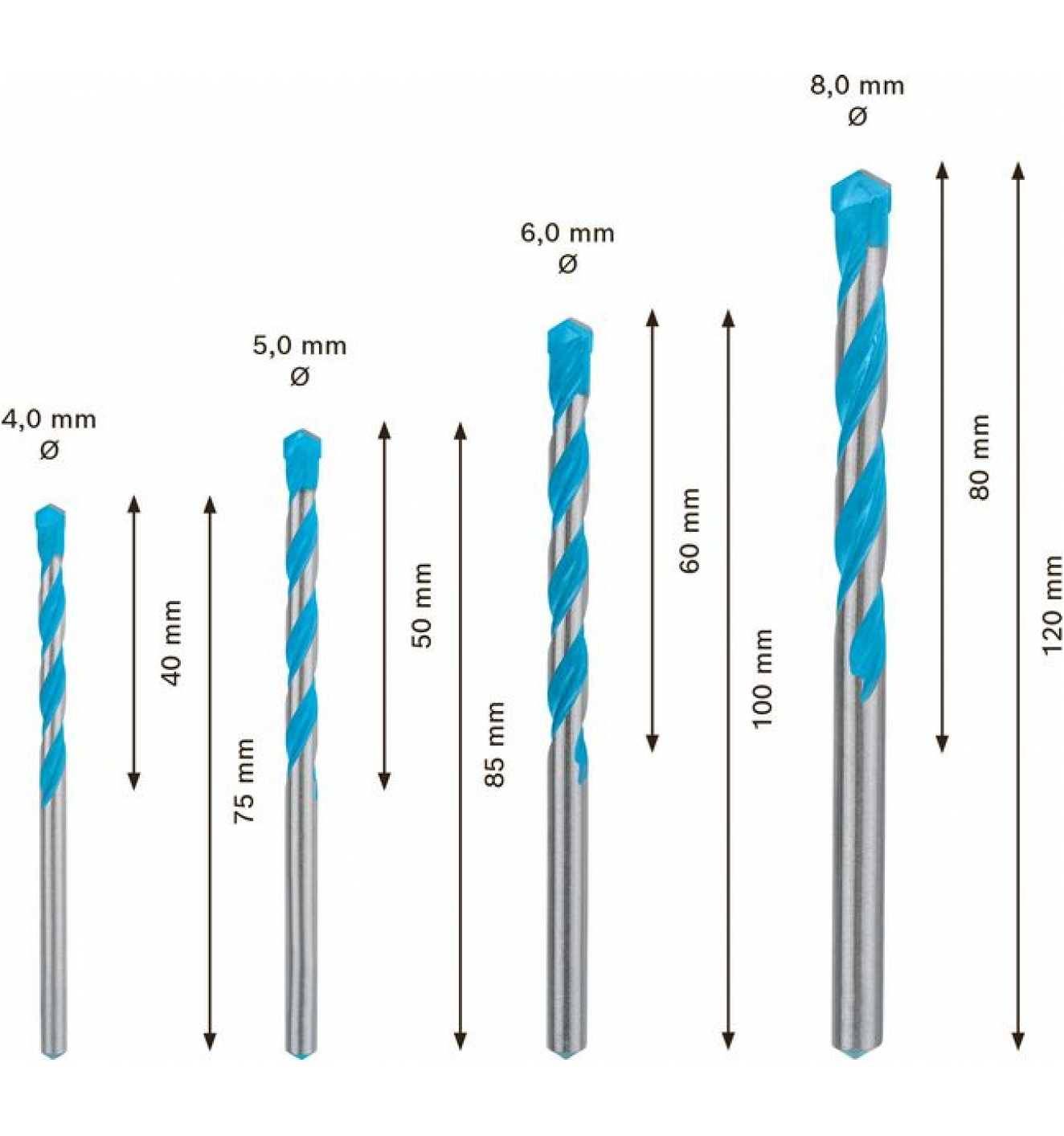Bosch EXPERT MultiConstruction CYL-9 Bohrer-Set, 4/5/6/8 mm, 4-tlg., Art.Nr. 2608900649-3